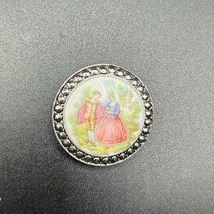 Vintage Scarf Clip Courting Couples Porceline Westen Germany